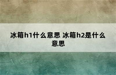 冰箱h1什么意思 冰箱h2是什么意思